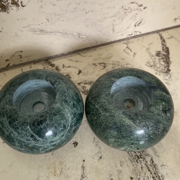 2 marble green votive holders heavy - Picture 2 of 5